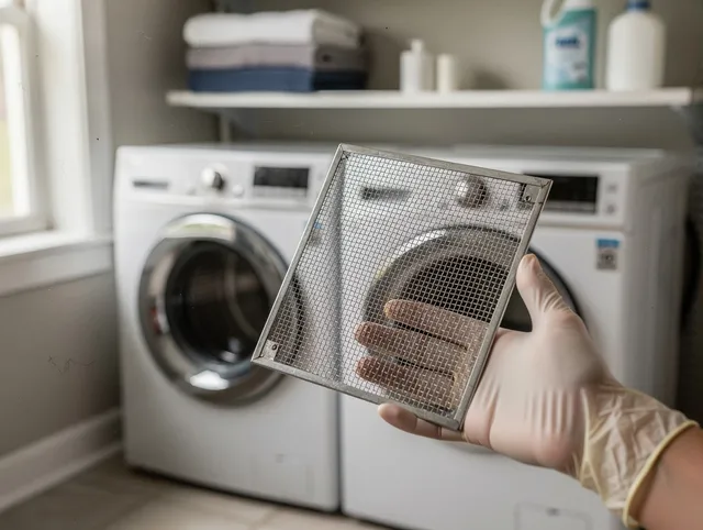 Westlake Dryer Vent Cleaning specialist performing detailed lint trap cleaning service in Westlake