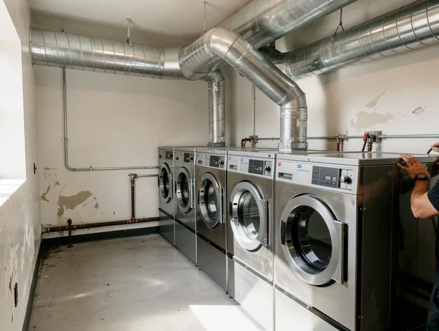 Westlake Dryer Vent Cleaning team performing large-scale commercial dryer vent cleaning in Westlake